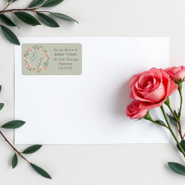 Grüner, romantischer Rose-Kranz Adressaufkleber