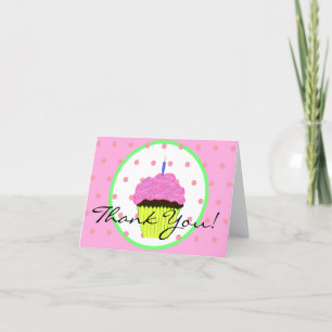 Grüner Rosa Cupcake Polka Punkte Geburtstag Danke Karte