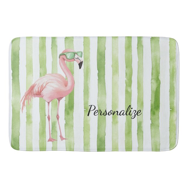 Grüner Rosa Flamingo   Badematte (Vorderseite)