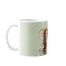 Grüner rosa Kleid weiblicher Hut