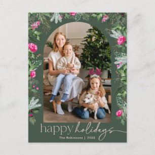 Grüner rosafarbener botanischer Foliage Foto Postkarte