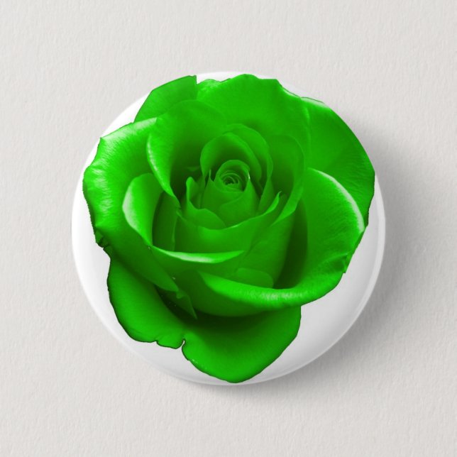 Grüner Rosen-Knopf Button (Vorderseite)