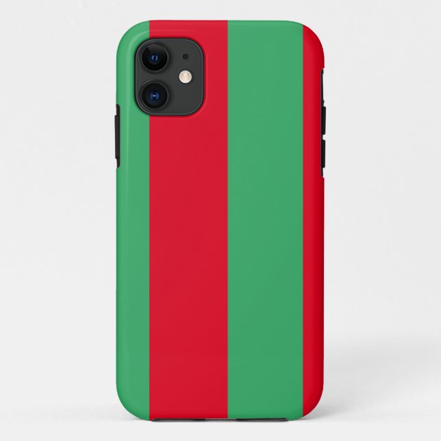 Grüner rot gestreifter Weihnachtsfarbblock Case-Mate iPhone Hülle (Rückseite)