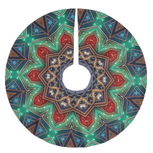 Grüner roter dekorativer Baumschurz Polyester Weihnachtsbaumdecke