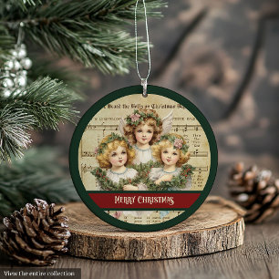 Grüner roter froher Weihnachtsbaumschmuck Engel An Ornament