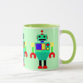 GRÜNER, ROTER UND GELBER ROBOTER TASSE