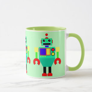 GRÜNER, ROTER UND GELBER ROBOTER TASSE
