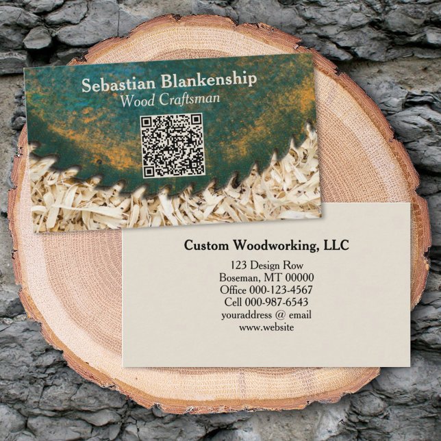 Grüner Rundsäge QR Code Holzbearbeitungsmaschine Visitenkarte (Von Creator hochgeladen)