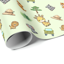 Grüner Safari-Geburtstag Geschenkpapier