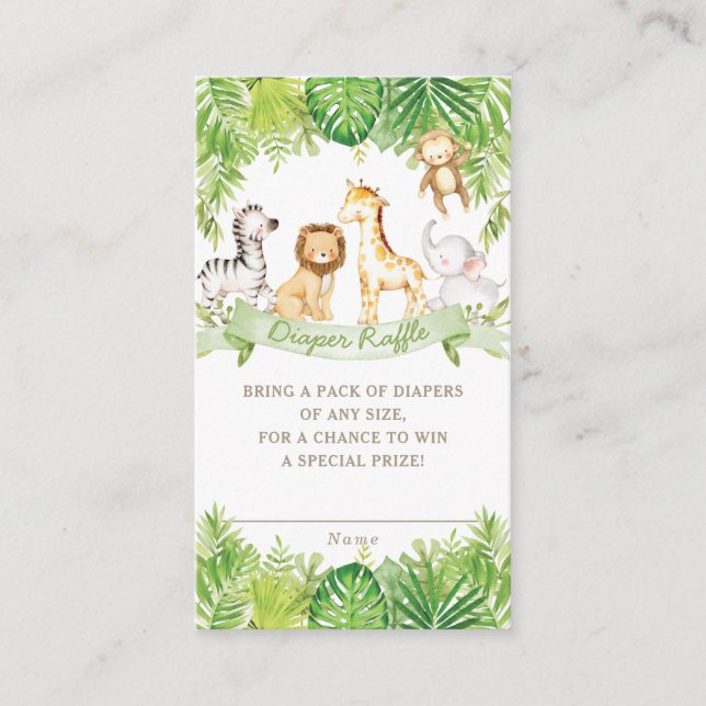 Grüner Safari-Wald Dschungeltiere Windelrudel Begleitkarte (Vorderseite)