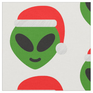 grüner Santa-Alien-Emoji Stoff
