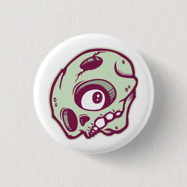 Grüner Schädel Button (Vorderseite)