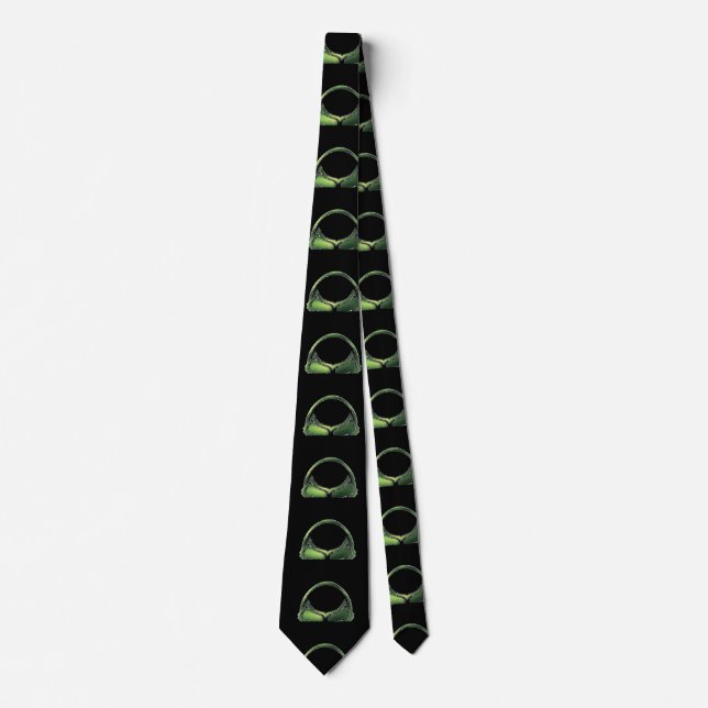 Grüner Schädel der Alien schwarz Krawatte (Vorderseite)