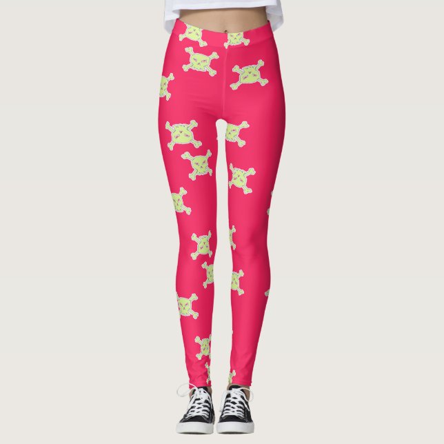 grüner Schädel Leggings (Vorderseite)