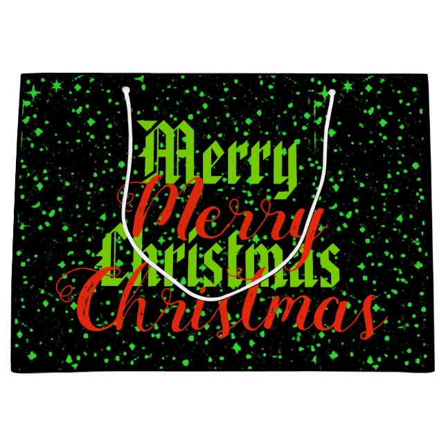 Grüner Schein frohe Weihnachten Große Geschenktüte (Vorderseite)