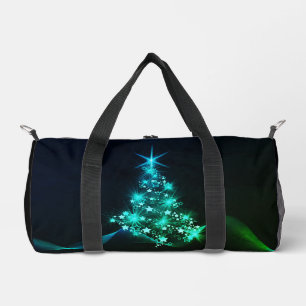 Grüner Schimmer der Sterne auf dunklem Weihnachtsb Duffle Bag