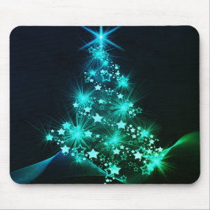 Grüner Schimmer der Sterne auf dunklem Weihnachtsb Mousepad