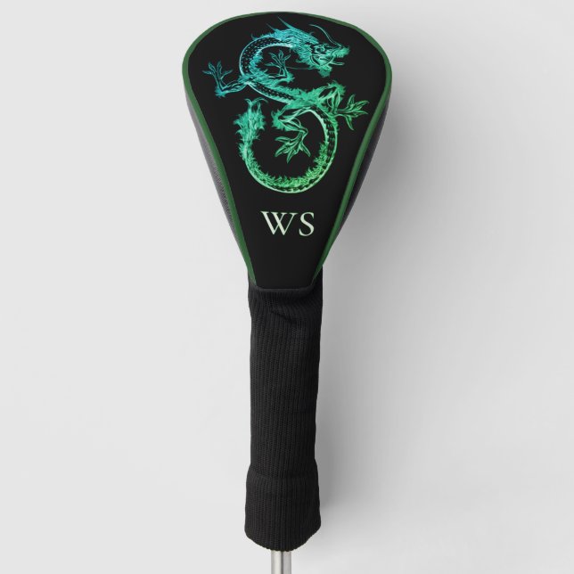 Grüner Schlangen-Drachen-Entwurf | Luxus Golf Headcover (Vorderseite)