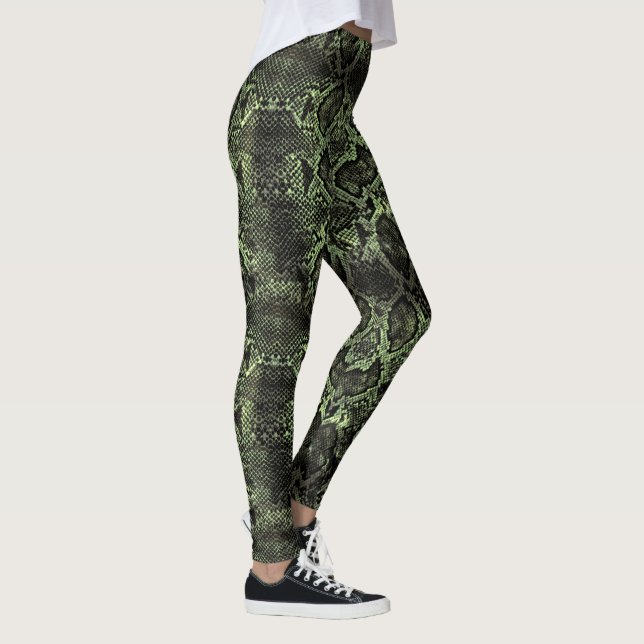 Grüner Schlangendruck Leggings (Rechts)