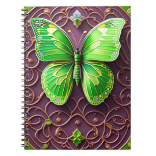 Grüner Schmetterling 3D Optik Notizblock