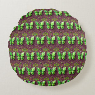 Grüner Schmetterling 3D Optik Rundes Kissen