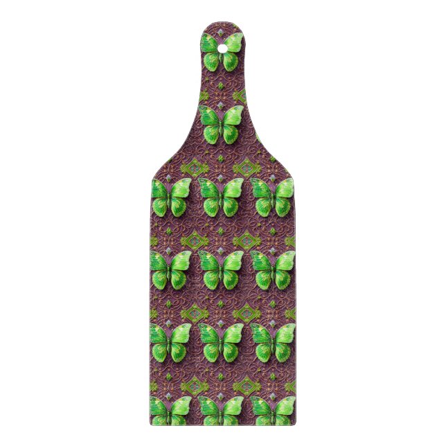 Grüner Schmetterling 3D Optik Schneidebrett (Vorderseite)