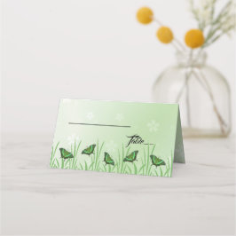 Grüner Schmetterling auf hellgrün - Hochzeit Platzkarte