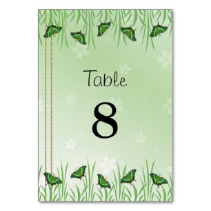 Grüner Schmetterling auf hellgrün - Tischnummer