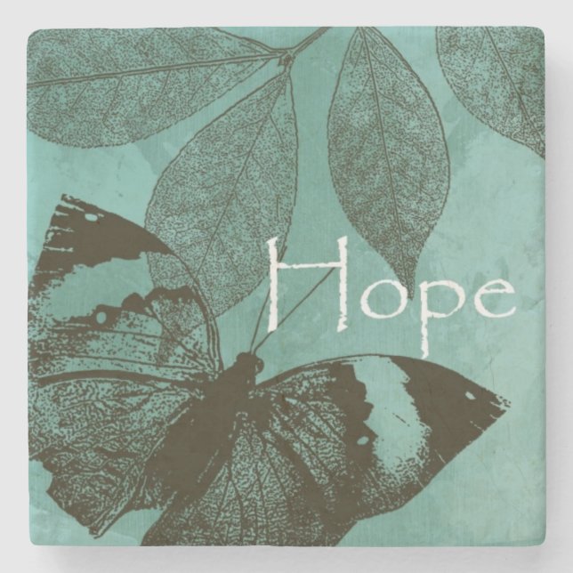 Grüner Schmetterling der Hoffnung und Inspiration Steinuntersetzer (Vorderseite)