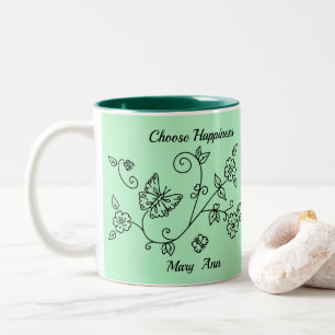 Grüner Schmetterling Erinnerungstasse Zweifarbige Tasse