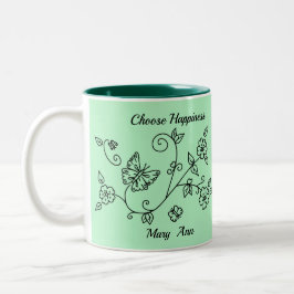 Grüner Schmetterling Erinnerungstasse Zweifarbige Tasse