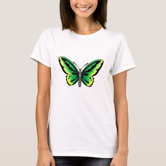 grüner Schmetterlingstätowierungsentwurf T-Shirt (Vorderseite)