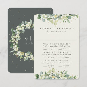 Grüner Schneeball+Eukalyptus Hochzeit Multi-Event RSVP Karte