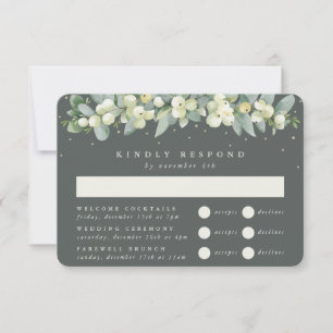 Grüner Schneeball+Eukalyptus Hochzeit Multi-Event RSVP Karte