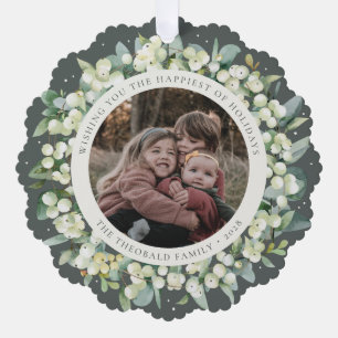 Grüner Schneebeeren+Eukalyptus-Weihnachtsgirlande- Ornament Karte