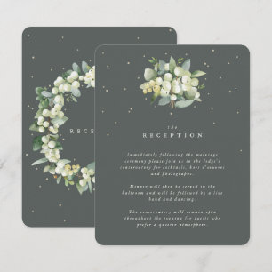 Grüner Schneebeeren- und Eukalyptus-Strauß-Empfang Begleitkarte