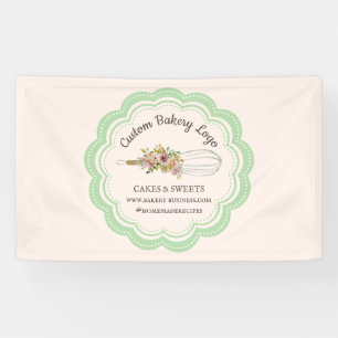 Grüner Schneebesen Blumen Boutique Bäckerei Kondit Banner