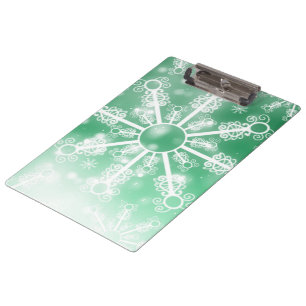 Grüner Schneeflocke Klemmbrett