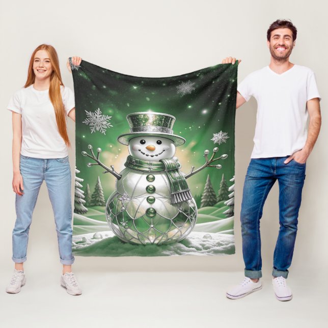 Grüner Schneemann-Schneeflocken-Flanelldecke Fleecedecke (Beispiel)