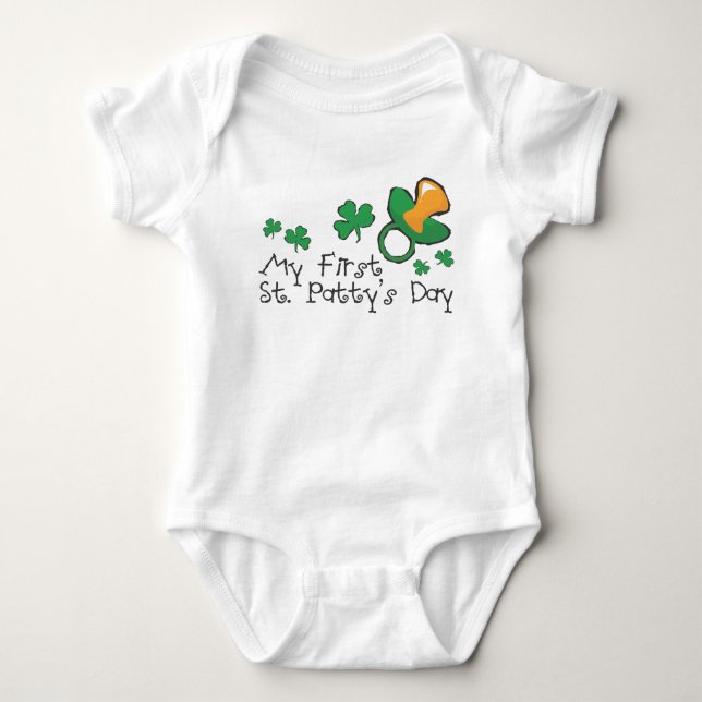 Grüner Schnuller und Kleeblätter Baby Strampler (Vorderseite)