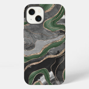 Grüner schwarzer Marmor Achat Gold Glitter Glam #1 iPhone 13 Hülle