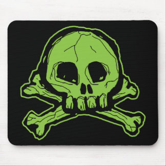 Grüner Scribbly Schädel Mousepad