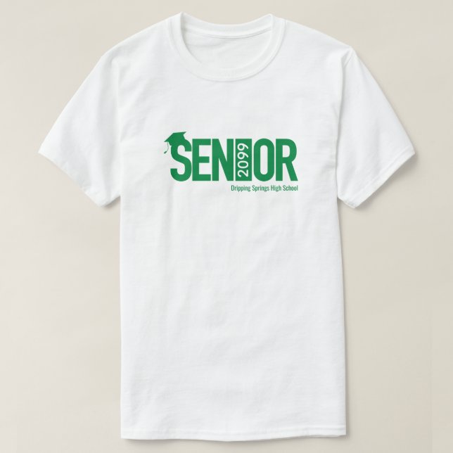 Grüner SENIOR mit Graduierungskappe T-Shirt (Design vorne)