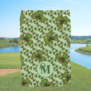 Grüner Shamrock im Vintage-Stil Kleeblatt Irisch Golfhandtuch