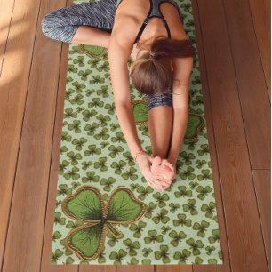 Grüner Shamrock im Vintage-Stil Kleeblatt Irisch Yogamatte