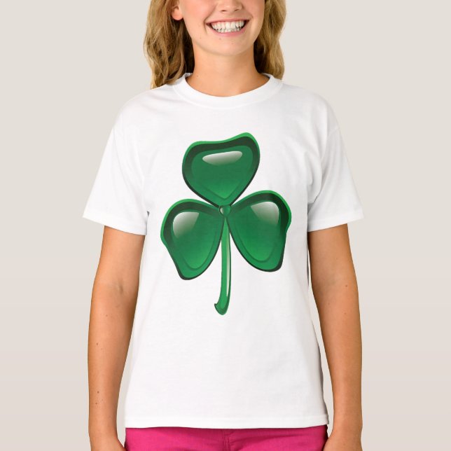 Grüner Shamrock-Kleeblatt T-Shirt (Vorderseite)