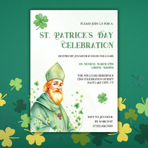 Grüner Shamrock und Heiliger Religiöser St. Patric Einladung