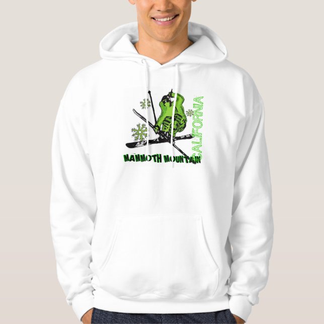 Grüner Ski Mammoth Mountain Kalifornien Neonhoodie Hoodie (Vorderseite)