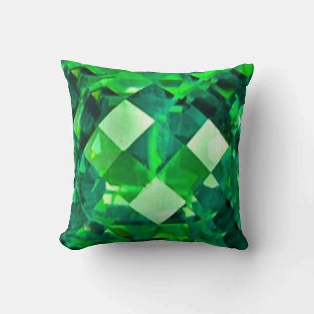 Grüner SmaragdBirthstone Edelstein Kissen (Vorderseite)