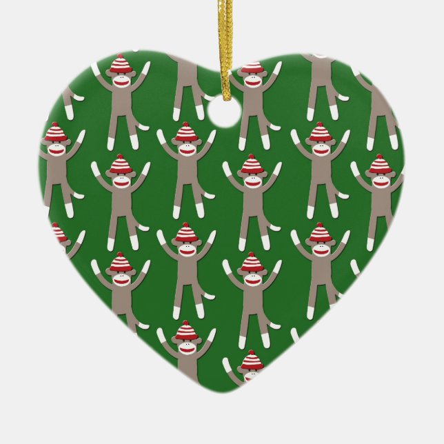 Grüner Socken-Affe-Druck Keramikornament (Vorne)